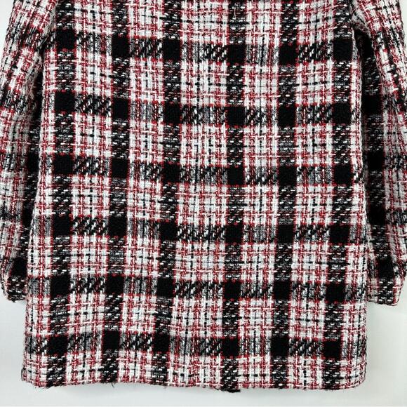 Zara Blogger Black Red Tweed Plaid Double Breasted Blazer. - Picture 12 of 16